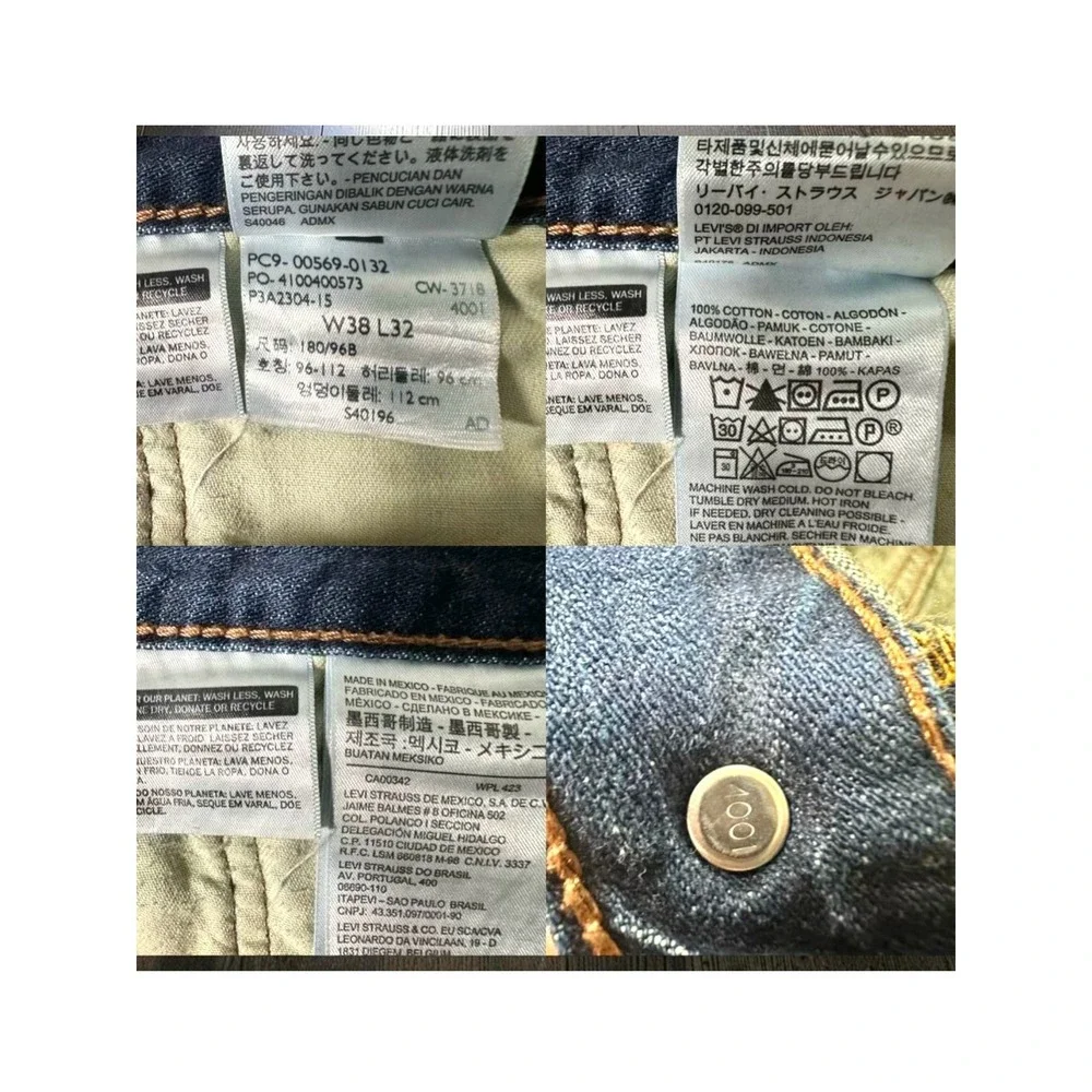 Levis 569 Loose Straight Leg Jeans Mens 38x32 Dark Wash Blue Denim Y2K Baggy